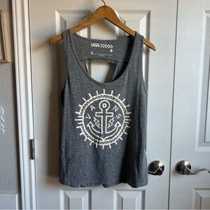 Vans grey & white anchor open racer back tank top